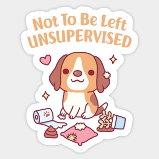 Cute Beagle Dog Not To Be Left Unsupervised Funny Sticker